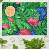 Waterverf van de tropische tuinen theedoek (Gevouwen)