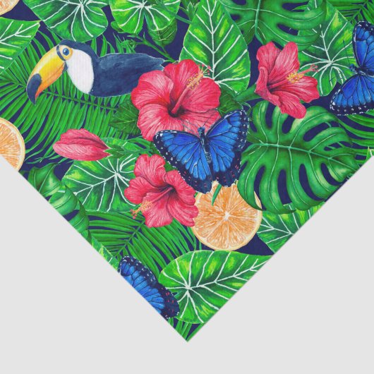 Waterverf van de tropische tuinen tissuepapier (Detail)