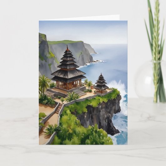 Waterverf van de Uluwatu-tempel in Bali Kaart (Voorkant)