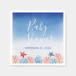 Waterverf van de van het Baby shower van de oceaa Servet