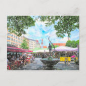 Waterverf van de Viktualienmarkt van München. Briefkaart (Voorkant)