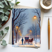 Waterverf van de Vintage van Boston Snowfall Feestdagenkaart