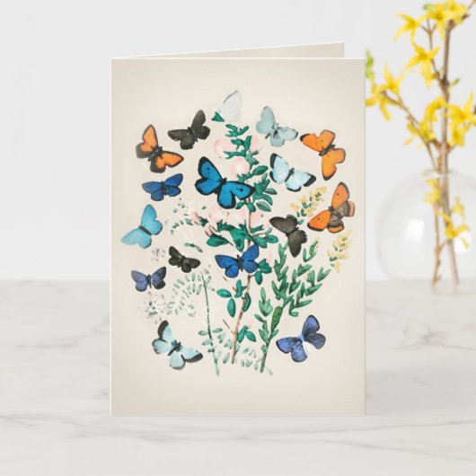  Waterverf van de vlinder Kaart (Gele Bloem)