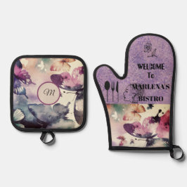 Waterverf van de vlinder ovenwant & pannenlap set