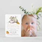 Waterverf van de vogelpompoen Herfst 1e verjaardag Kaart (Staand voorkant)