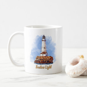 Waterverf van de vuurtoren van Boston - Massachuse Koffiemok