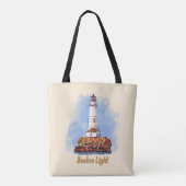 Waterverf van de vuurtoren van Boston - Massachuse Tote Bag (Achterkant)