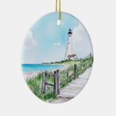 Waterverf van de vuurtoren van Cape Cod Massachuse Keramisch Ornament (Rechts)