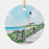 Waterverf van de vuurtoren van Cape Cod Massachuse Keramisch Ornament (Voorkant)
