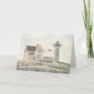 Waterverf van de vuurtoren van Cape Neddick Bedankkaart