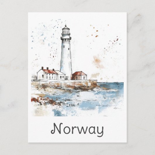 Waterverf van de vuurtoren van Noorwegen Briefkaart (Voorkant)