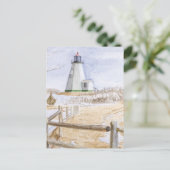 Waterverf van de vuurtoren van Plymought Briefkaart (Staand voorkant)