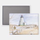 Waterverf van de vuurtoren van Plymought Magneet (Voorkant / Achterkant)