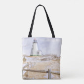 Waterverf van de vuurtoren van Plymought Tote Bag (Achterkant)