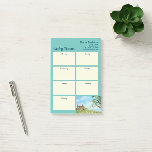 Waterverf van de weekrooster zomerpapaverkuil post-it® notes (Kantoor)