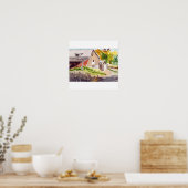 WATERVERF VAN DE WEG VAN HET LAND OP CANVAS POSTER (Keuken)