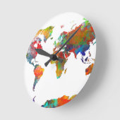 waterverf van de wereldkaart 18 ronde klok (Hoek)