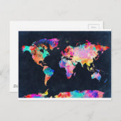 waterverf van de wereldkaart 21 briefkaart (Voorkant / Achterkant)