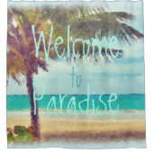 Waterverf van de zomerpalmboom douchegordijn (Voorkant)