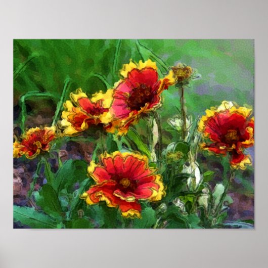 Waterverf van Dekbloem Madeliefjes Poster (Voorkant)
