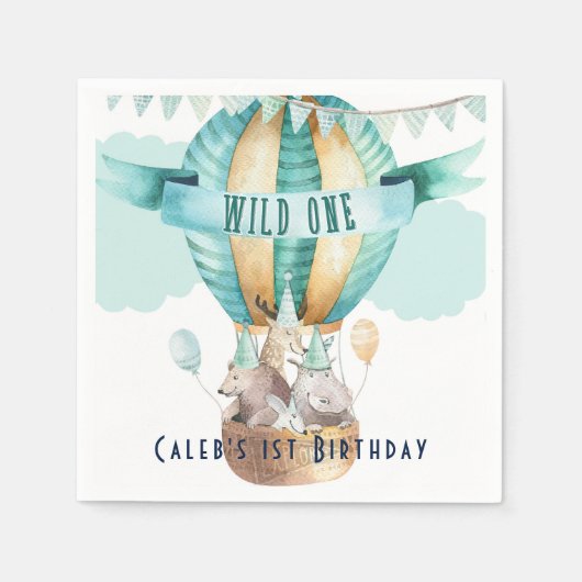 Waterverf van dierenavontuur Boho WILD ONE 1 1st Servet (Voorkant)