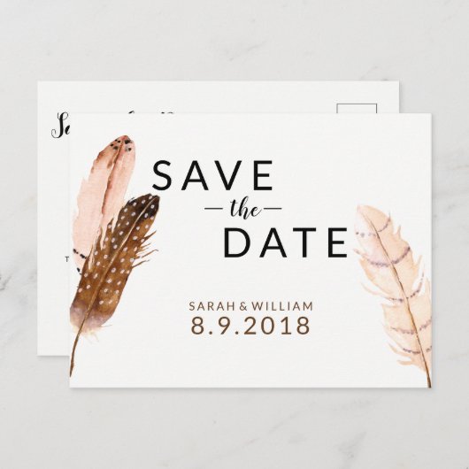 Waterverf van doezelaar Het Briefkaart Datum opsla (Voorkant / Achterkant)