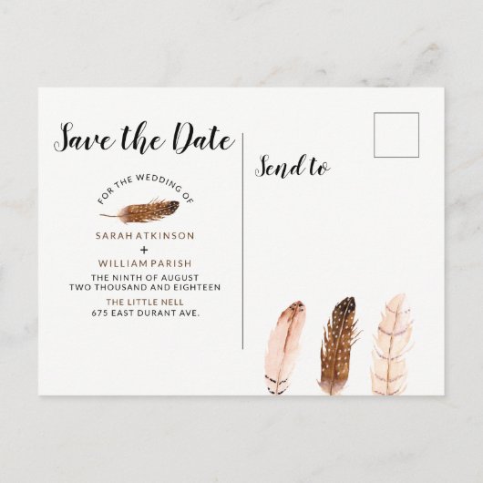 Waterverf van doezelaar Het Briefkaart Datum opsla (Achterkant)