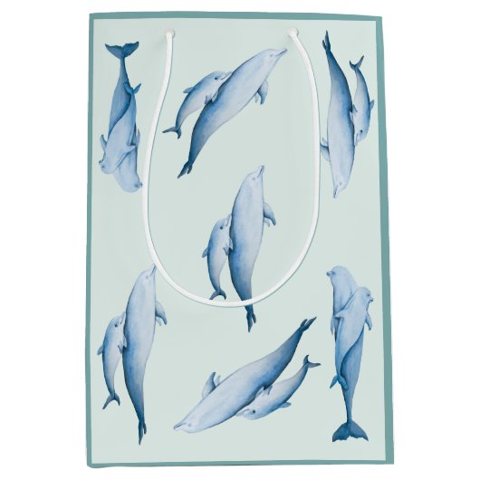 Waterverf van dolfijnen medium cadeauzakje (Voorkant)