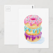 Waterverf van donuts briefkaart (Voorkant / Achterkant)