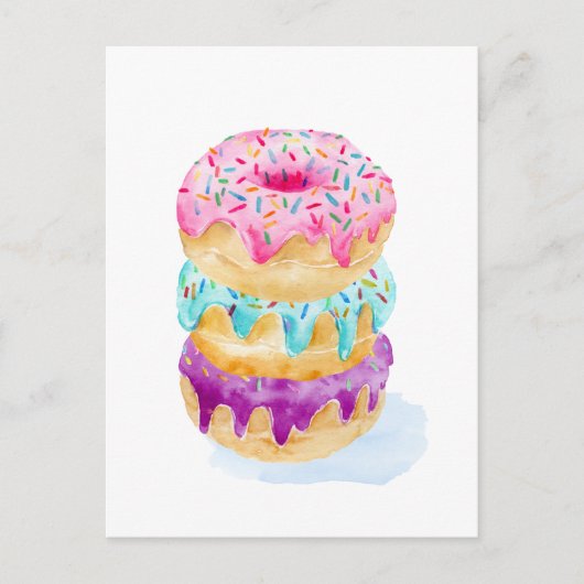 Waterverf van donuts briefkaart (Voorkant)