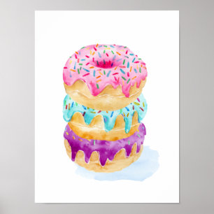 Waterverf van donuts poster