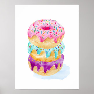 Waterverf van donuts poster