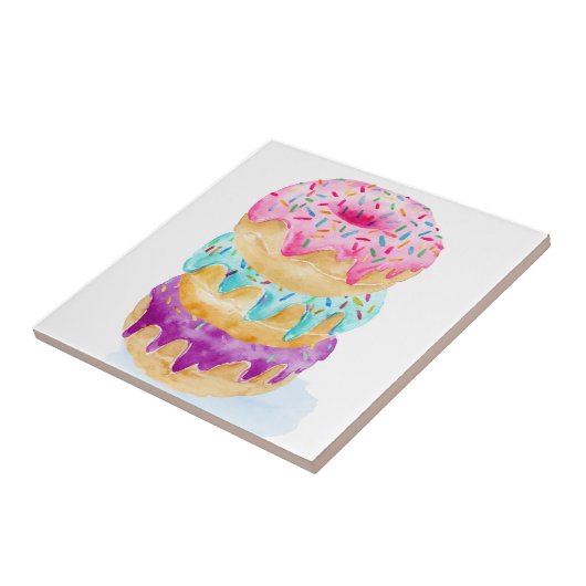 Waterverf van donuts tegeltje (Zijkant)