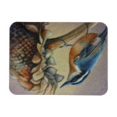 Waterverf van dopvruchten en zonnebloempitten magneet (Horizontaal)