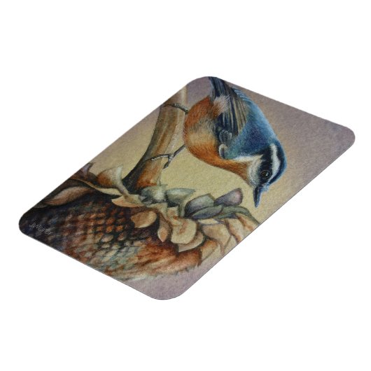 Waterverf van dopvruchten en zonnebloempitten magneet (Linkerzijde)