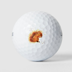 Waterverf van eekhoornbossen golfballen