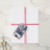 Waterverf van een berghut in de sneeuw cadeaulabel (Met Touw)