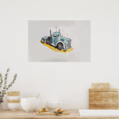 Waterverf van een gestileerde vrachtwagen poster (Keuken)