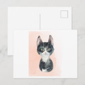 Waterverf van een grappige kat briefkaart (Voorkant / Achterkant)