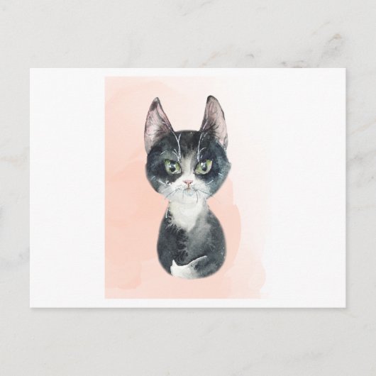 Waterverf van een grappige kat briefkaart (Voorkant)