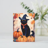 waterverf van een ondeugende zwarte kat briefkaart (Staand voorkant)