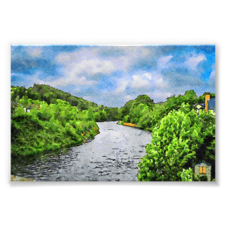 Waterverf van een riviertje in County Wicklow Foto Afdruk