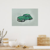 Waterverf van een roestige oude groene antiek seda poster (Keuken)