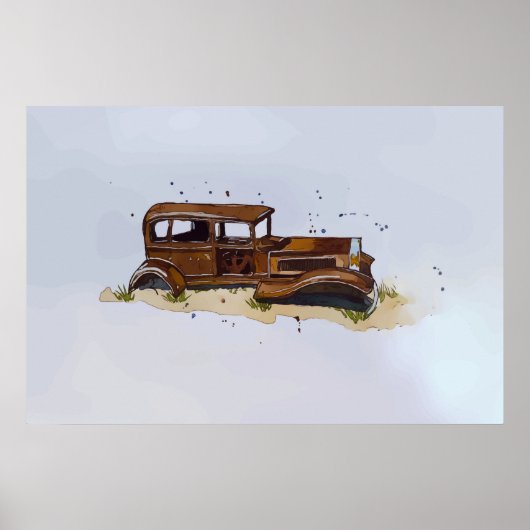 Waterverf van een roestige schaal van een pick-up poster (Voorkant)