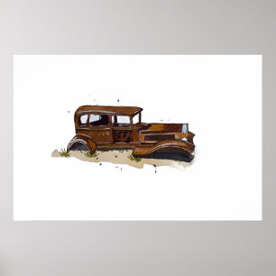 Waterverf van een roestige schelp van een pick-upt poster