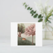 Waterverf van een slaapvos en een mooi uitzicht briefkaart (Staand voorkant)