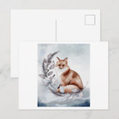 Waterverf van een vos met bloem briefkaart (Voorkant / Achterkant)