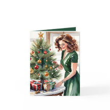 Waterverf van een Vrouwen Decoreren Kerstmis