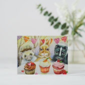 Waterverf van egel Rabbit Skunk & Cupcakes Art Briefkaart (Staand voorkant)