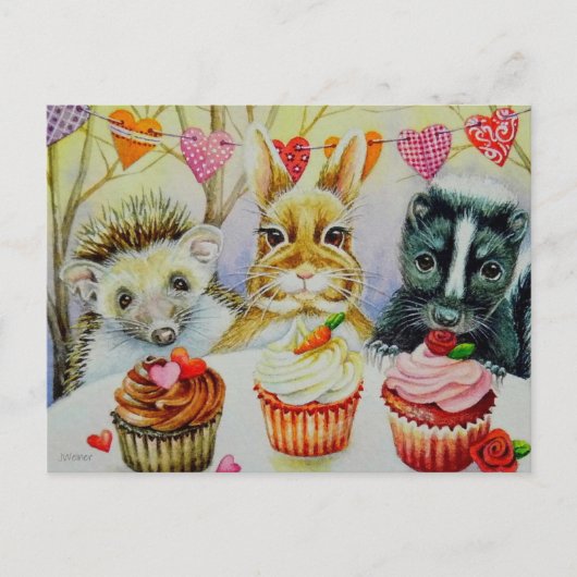 Waterverf van egel Rabbit Skunk & Cupcakes Art Briefkaart (Voorkant)